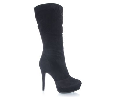 Anne Michelle Women Party Suede Platform Knee Mid calf Boot black sz 