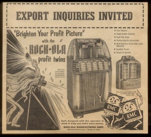   model 1434 jukebox 1542 wall box photo scarce trade print ad  