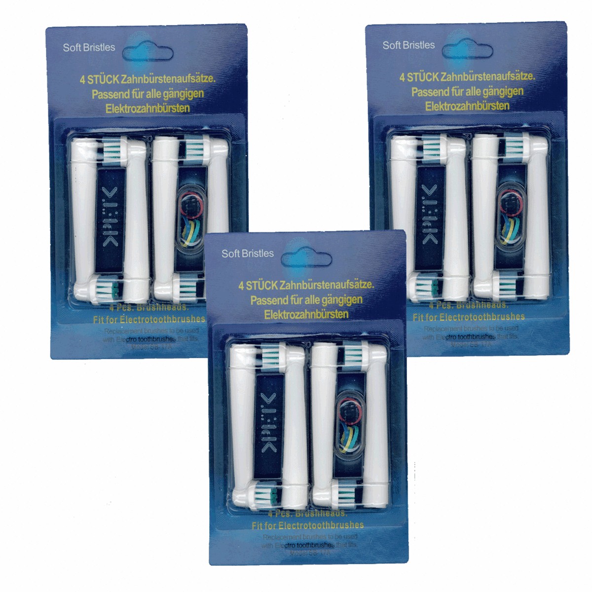 12 NEW REPLACEMENT TOOTHBRUSH HEADS FITS BRAUN ORAL B FLEXISOFT EB17 4 