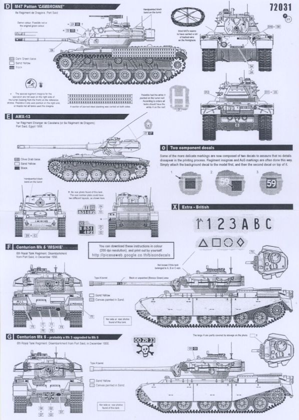 Bison Decals 1/72 SUEZ CRISIS 1956 British & French Armor  