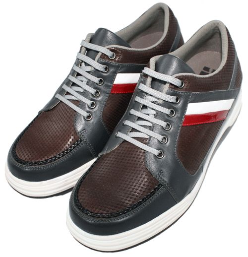 TOTO   F5105   3.2 Inches Taller (Gray & Brown)  Mens Casual Shoes