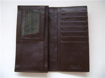 XL Real Crocodile Skin Brown Leather Checkbook Wallet  