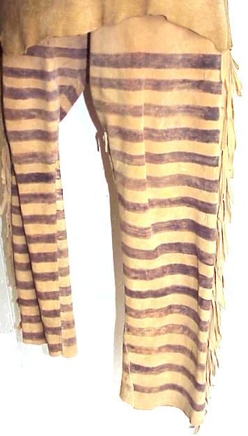 INDIAN FRINGED HANDPAINTED BUCKSKIN HORSEHAIR OUTFIT  