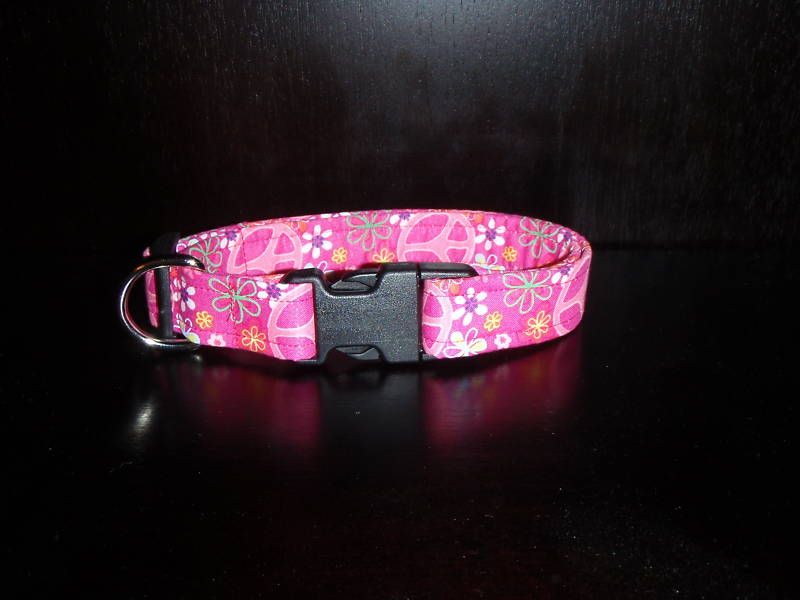 Doggie Stylez Pink Peace Signs Collar S, M, L, XL  