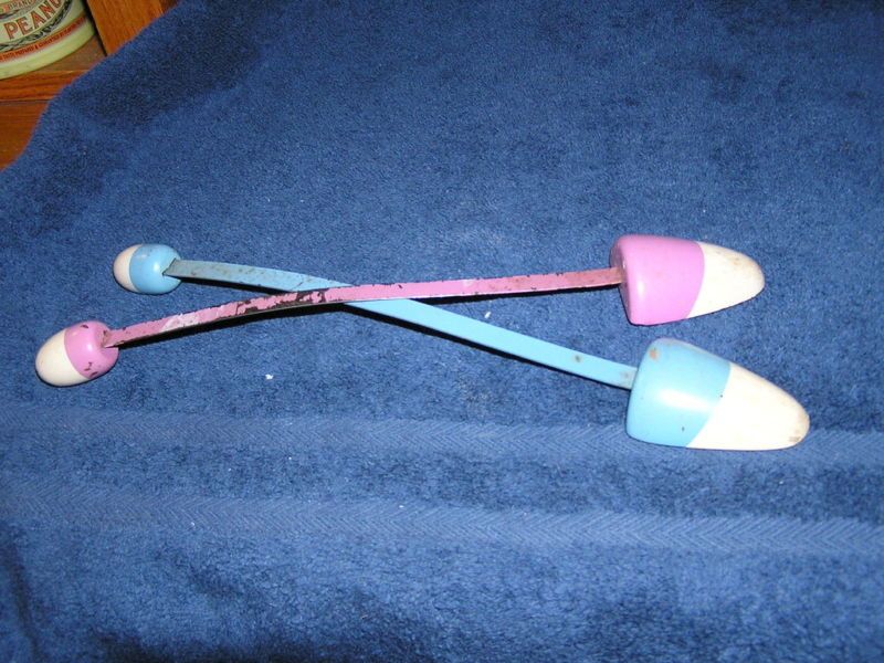 VINTAGE PAIR WOOD METAL SHOE STRETCHERS WOMENS CHILDS  