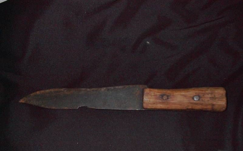 Antique Primitive Kitchen Butcher Knife Hammered Steel  