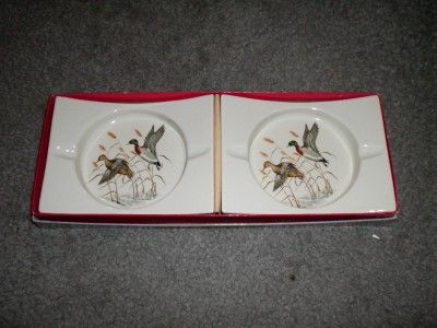 Vintage New Hyalyn Collectible Pottery Ashtray 2 LOT DUCKS  