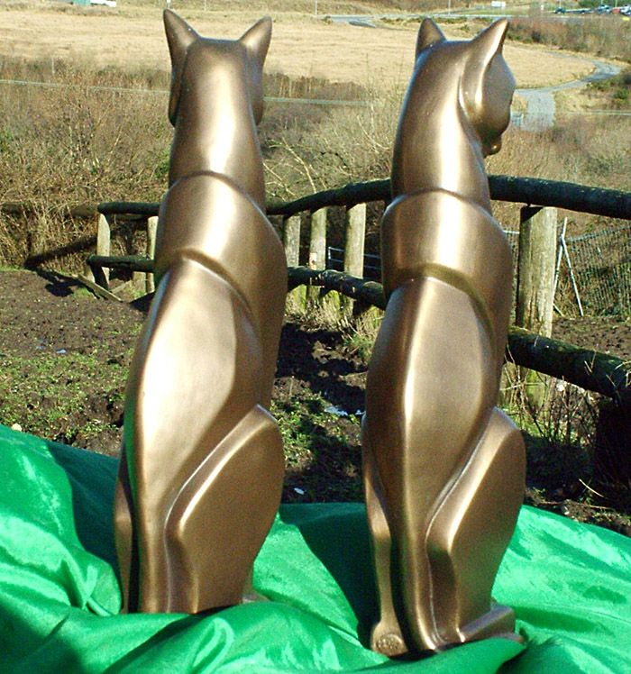 PAIR OF CATS ART DECO STYLE C/C BRONZE BOOK ENDS 1054  