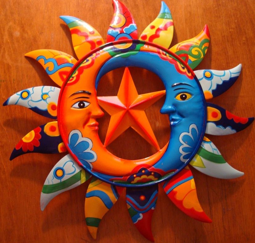   Metal Talavera Style Mexican Sun Moons & Star Cantina Restaurant Decor