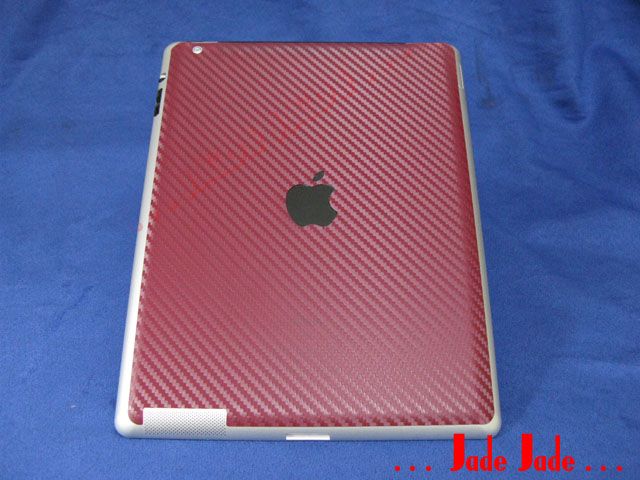 Burgundy Carbon Fiber Apple iPad 2 Wrap Skin +3 Logo #E  