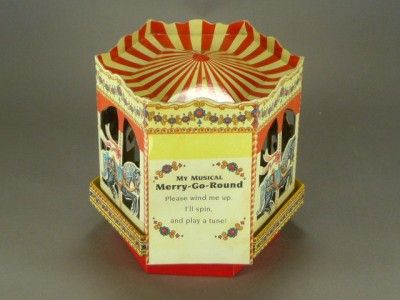 Cardboard Musical Carousel Merry Go Round VGC  