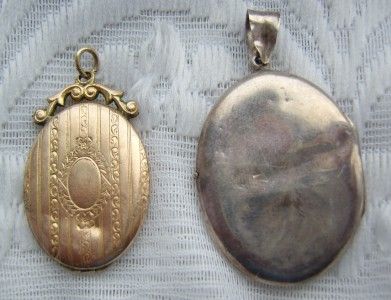 ANTIQUE LOCKET PENDANTS SILVER & GOLD BACK & FRONT EDWARDIAN EARLY 