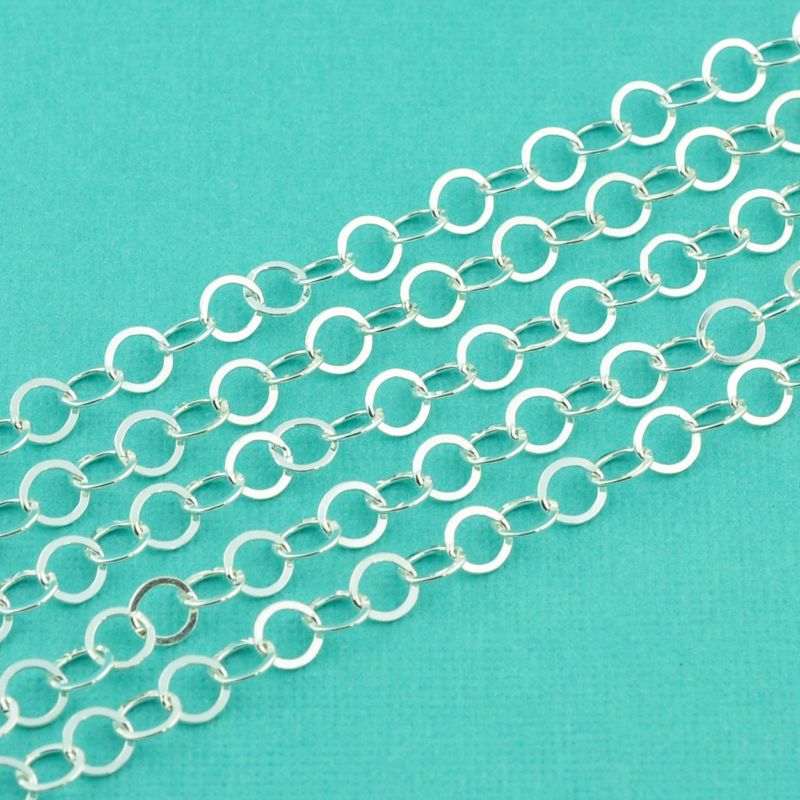 Heavy Sterling Silver Bulk Chain 5MM Flat Circle link  