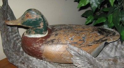   Vintage Mallard Drake Decoy Attributed To Ben Schmidt, Centerline, MI