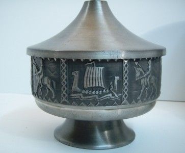 SNORRE NORSK TINN PEWTER BJH VIKING BOWL CANDLE SET  