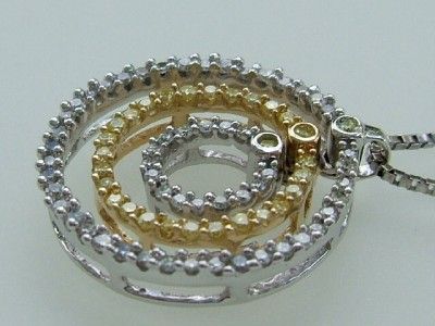 14k. Gold Two Tone 3 Circle Yellow and White Diamond Pendant  