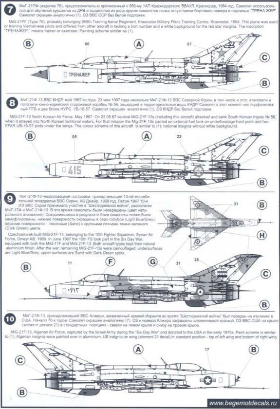   Decals 1/72 MIKOYAN MiG 21 FISHBED Russian Jet Fighter #1  