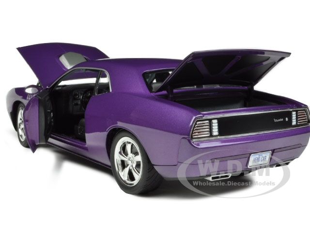 Brand new 118 scale diecast model car of Plymouth Cuda Concept Plum 