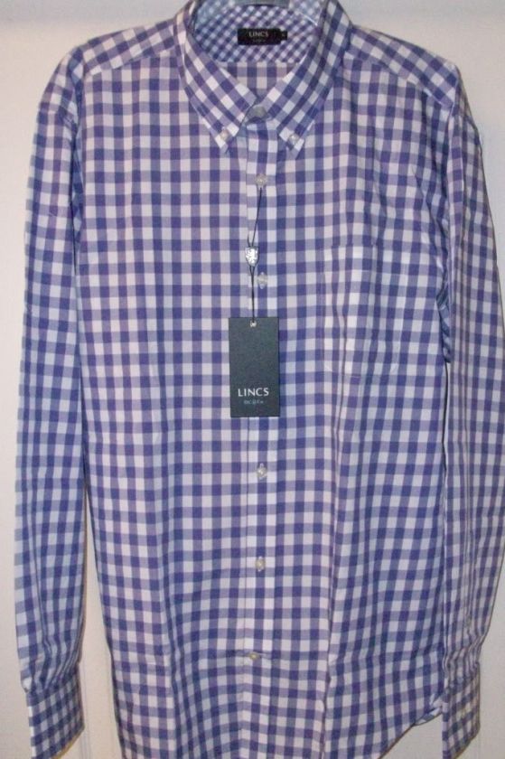 100% AUTHENTIC LINCS BY DAVID CHU.BRAND NEW LONG SLEEVE GINGHAM PLAID 