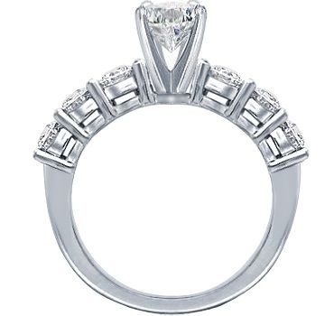   White Gold 0.30Ct Diamonds Semi Ring Mounting / Ring Setting  