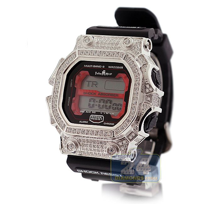 Techno Master Casio G Shock 3.00 ct White Crystal CZ Iced Out Mens 