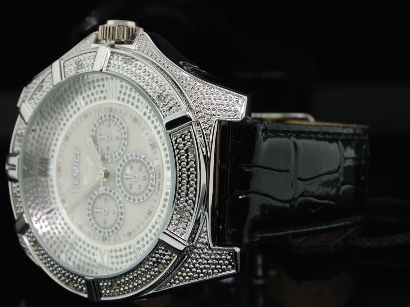 MENS ICE ICE .1CT DIAMOND MOP WHITE CHRONOGRAPH WATCH  