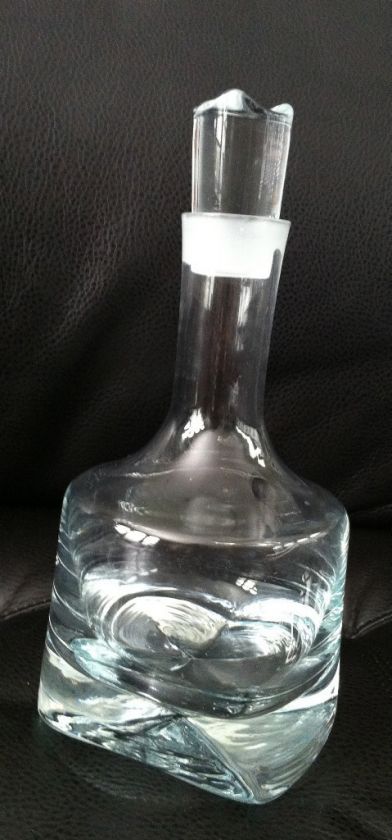 VINTAGE DECANTER CRYSTAL GLASS LIQUOR BOTTLE CLEAR WAVY  