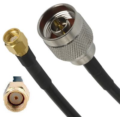 RP SMA Male to N type Male Pigtail Cable Connector 15ft  