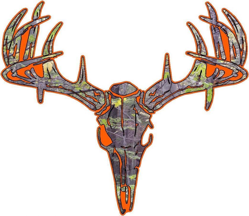   Camo Deer Skull S4 Vinyl Sticker Decal Hunt Whitetail Buck L  