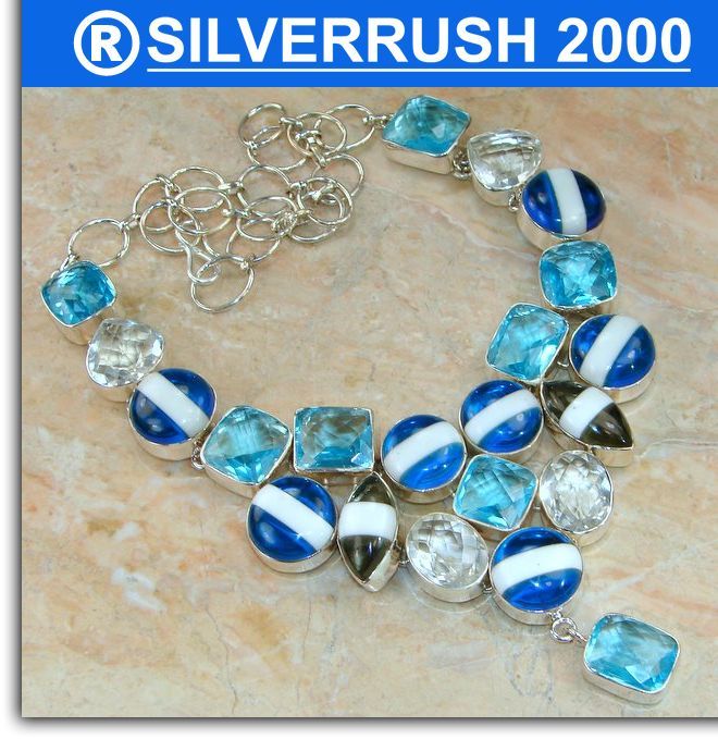 HUGE MULTIGEM .925 SILVER NECKLACE,SILVERRUSH2000;140  