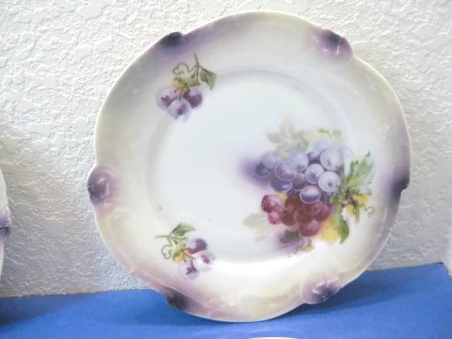 vtg Antique German Porcelain Fruit Lusterware Plates  