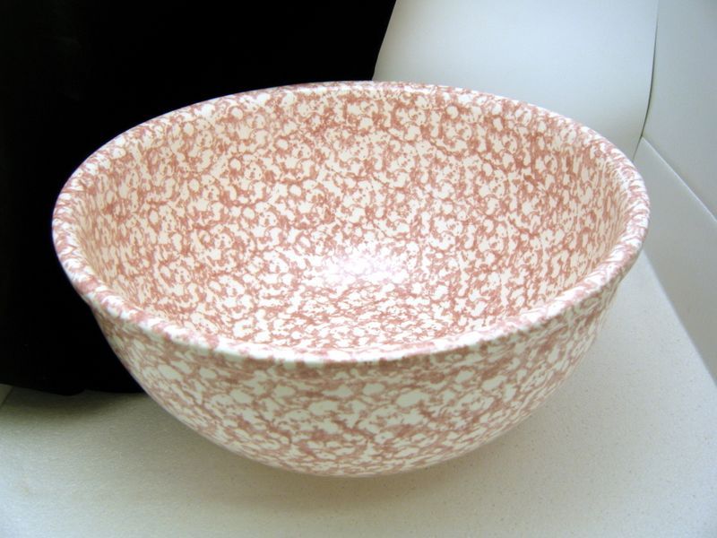 Gaetano Pottery Bowl 8 Qt Pink White Large Kitchen Mint  