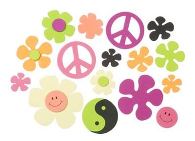 Girl 70s FLOWER POWER PEACE SIGNS FOAM Stickers Scouts  
