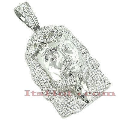 14k Gold Jesus Piece Face Diamond Pendant 31.51ct  