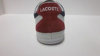Lacoste Mens Misano 2 White/Blue/Red Lace Up Sneaker  
