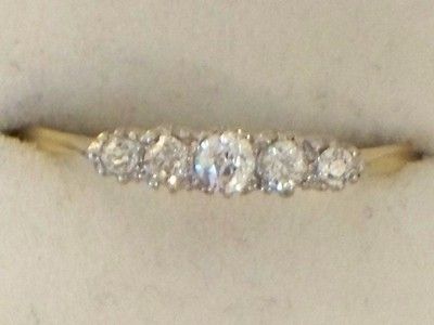 EDWARDIAN 18CT GOLD PLATINUM LADIES 5 STONE DIAMOND RING  