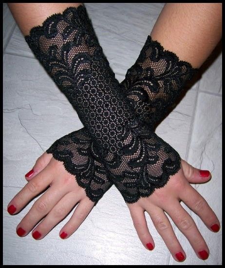 LONG Soft Gothic Stretch Lace Bracelets Cuffs NEW XS  