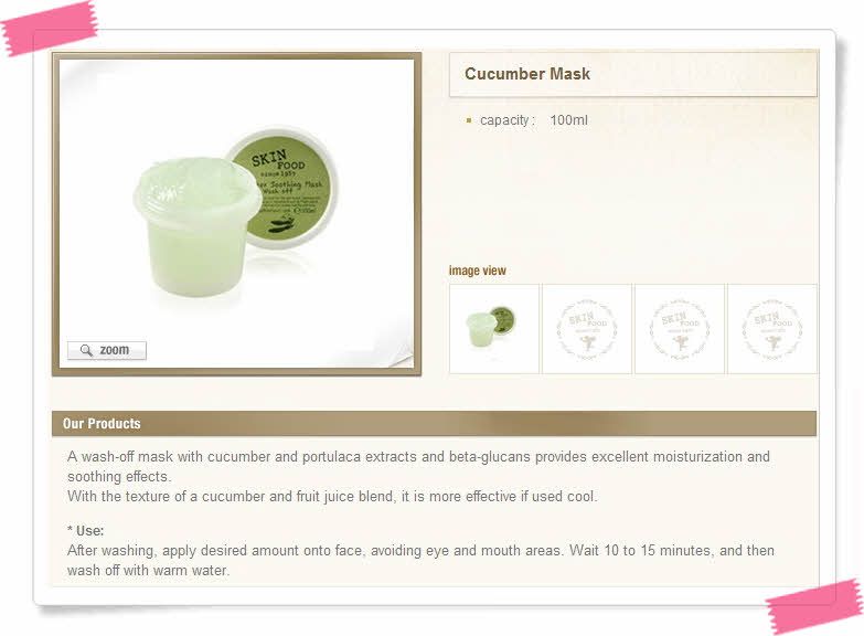 SKINFOOD Cucumber Mask 100mL_WASH OFF  