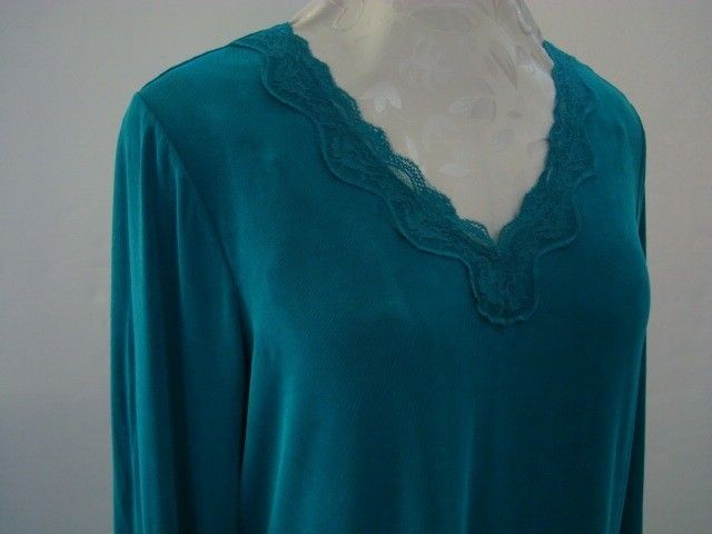 Citiknits Sz Large Jade Travelers Knit Fabric 3/4 Slv V  