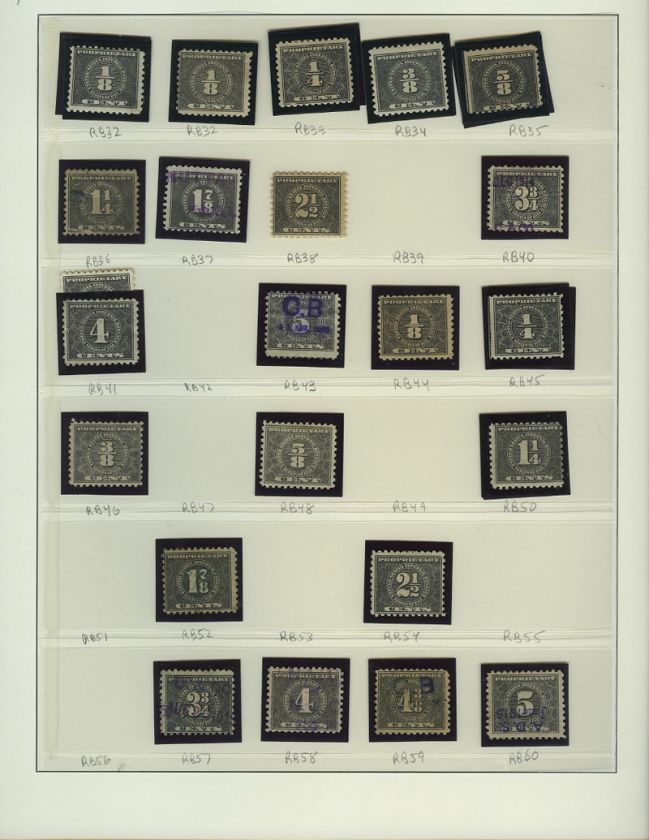 US PROPRIETARY STAMP COLLECTION SC #RB1a//RB68 CV $1038.60  