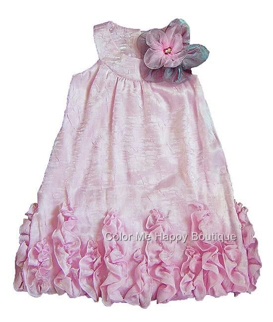   Boutique Peaches n Cream sz 5 Pink Shimmer Flower Dress Easter Clothes
