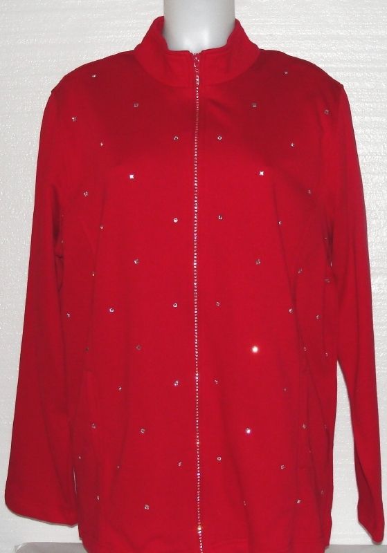 NEW Quacker Factory Rhinestone Zip Front Jacket  