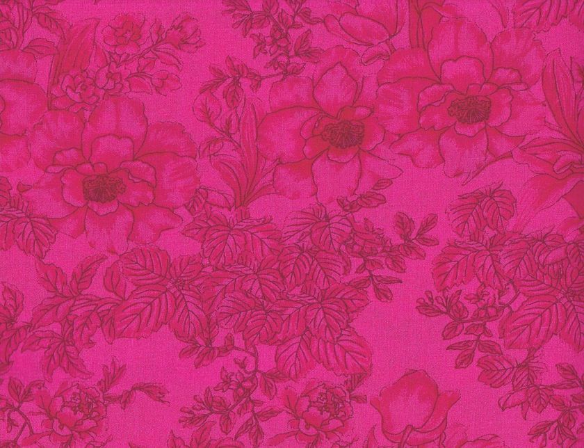 108 Wide Quilt Back Backing Fabric Floral Blender Fuchsia Pink Tonal 