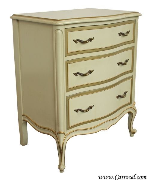 Vintage Cream Night Table With Gold Accents By Drexel  
