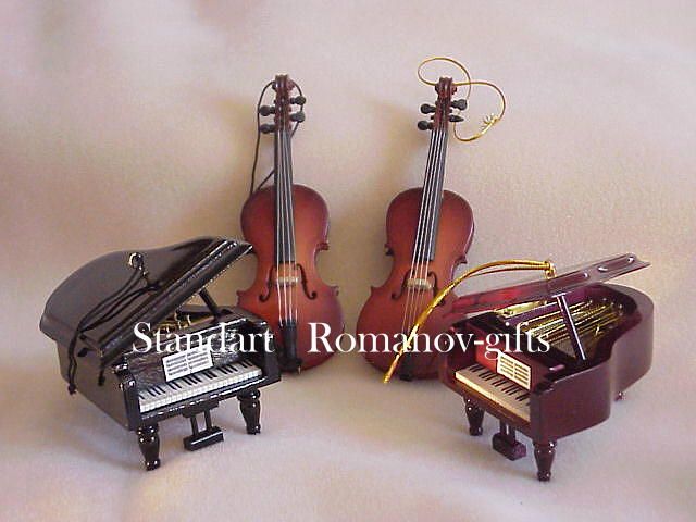 Christmas Music Instruments & Piano Ornament Set #944  