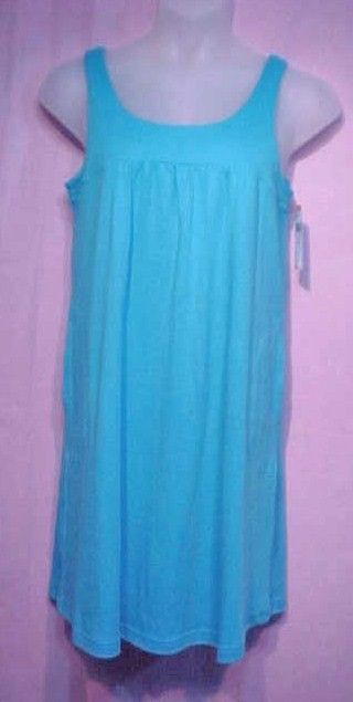 MISS ELAINE RELAX Blue Sleeveless Knit Babydoll Dress S  