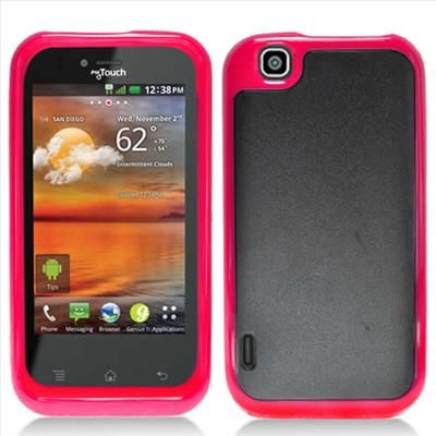 Pink Black TPU Skin Bumper Cover Case for LG Maxx Touch E739 T Mobile 