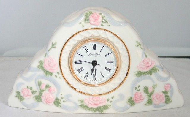 Princess House Rose Garland Mantle Clock table desk  