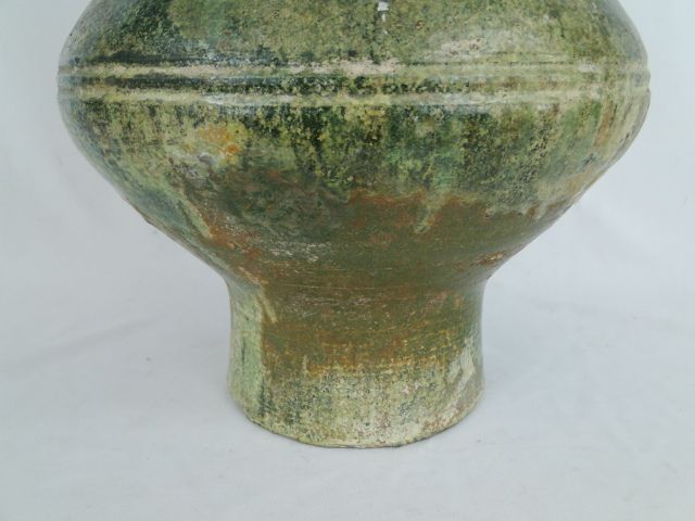 Antique Chinese Han Dynasty Iridescent green Glaze Pot Vase  