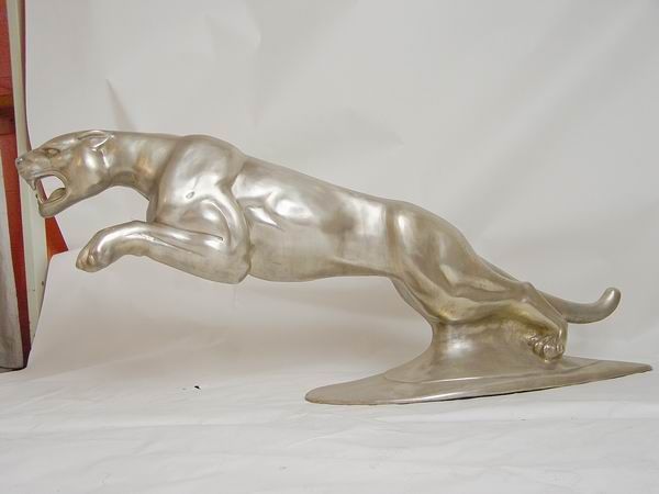 5ft Jaguar Sculpture Art Bronze Silver Coin Wash  